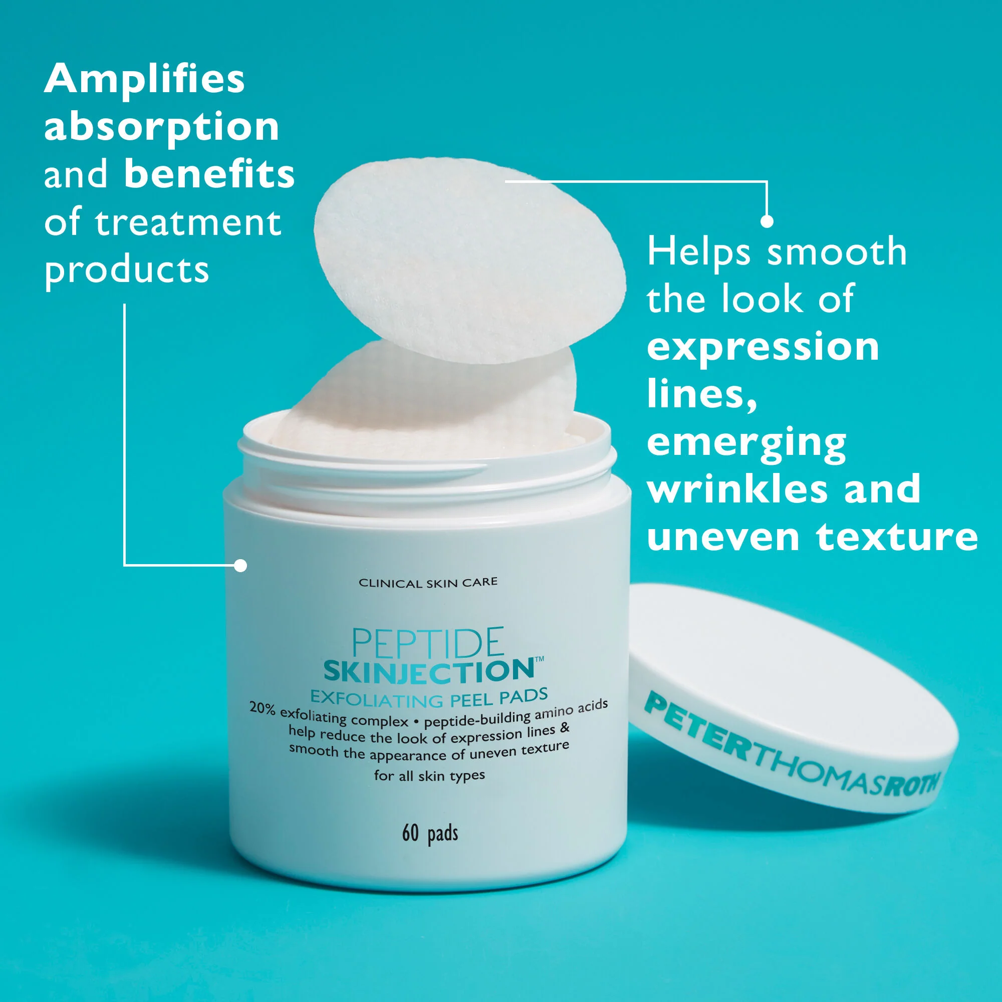 Peptide Skinjection Exfoliating Peel Pads|60 Pads - Image 2