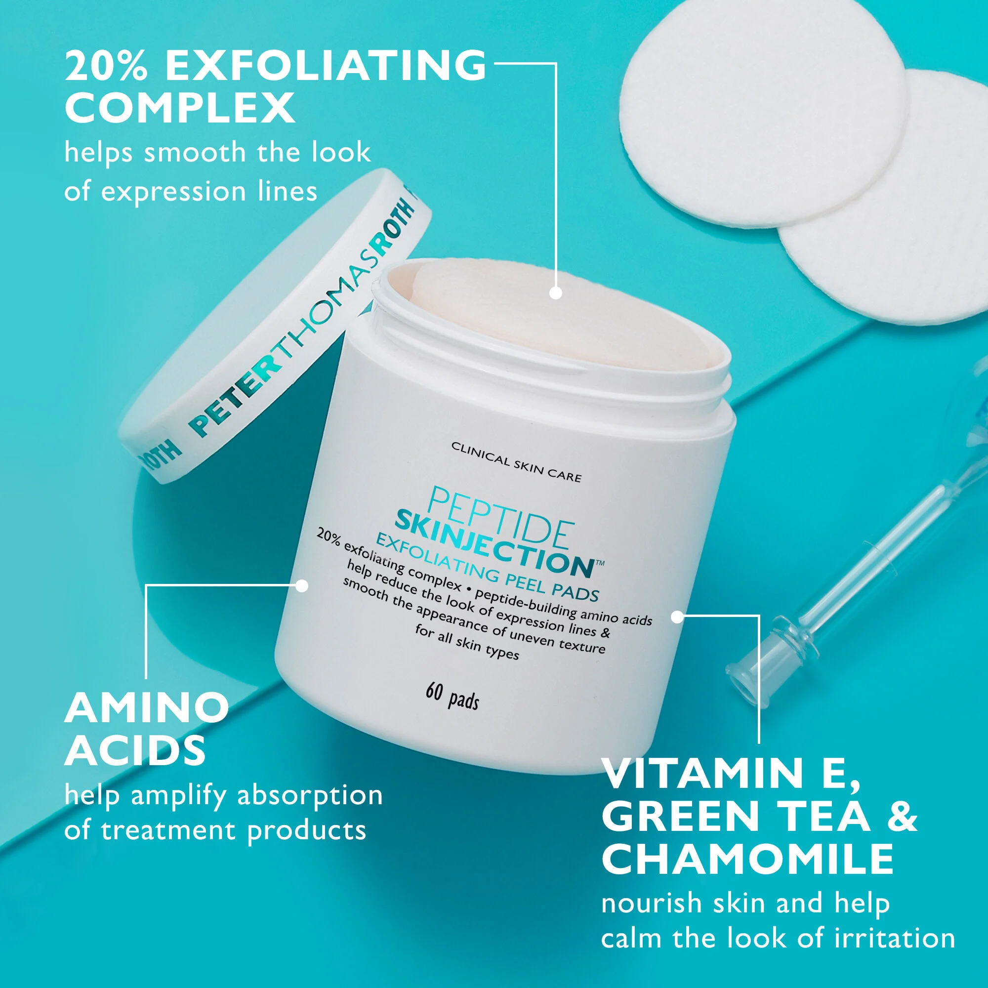 Peptide Skinjection Exfoliating Peel Pads|60 Pads - Image 3