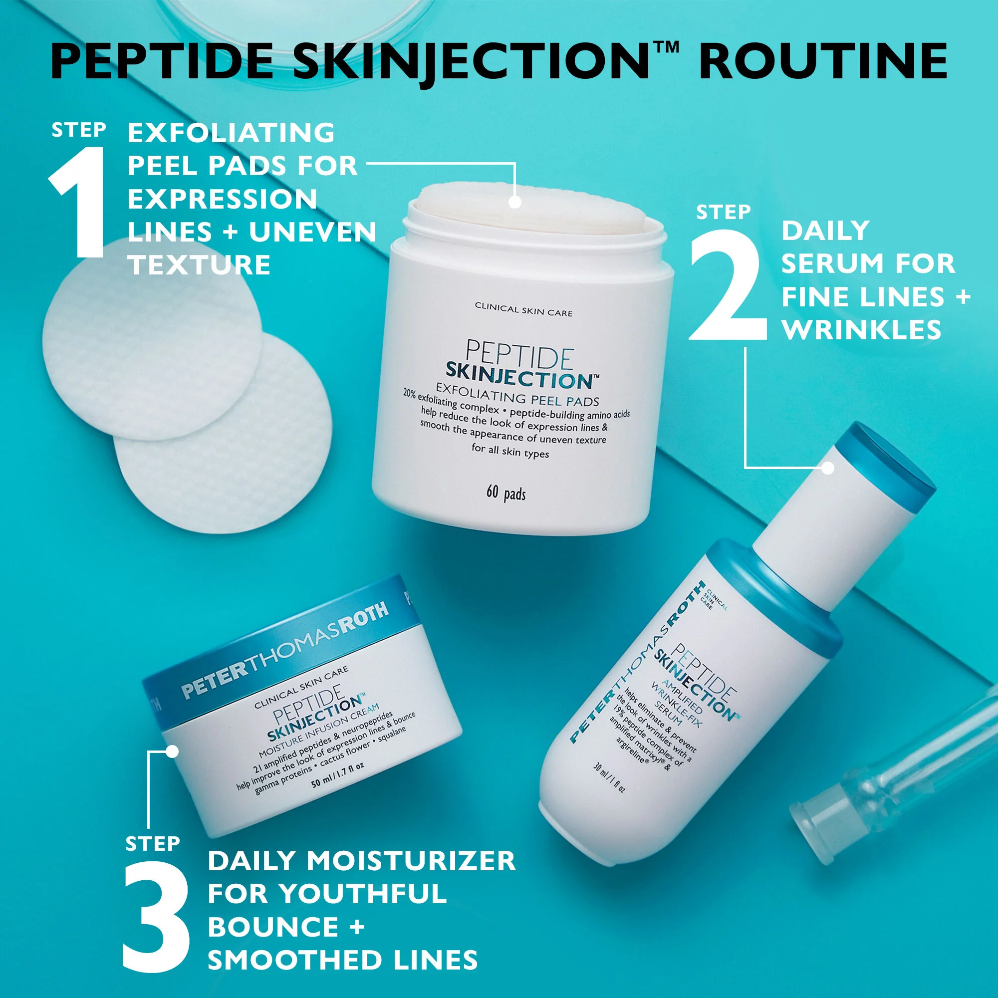 Peptide Skinjection Exfoliating Peel Pads|60 Pads - Image 7